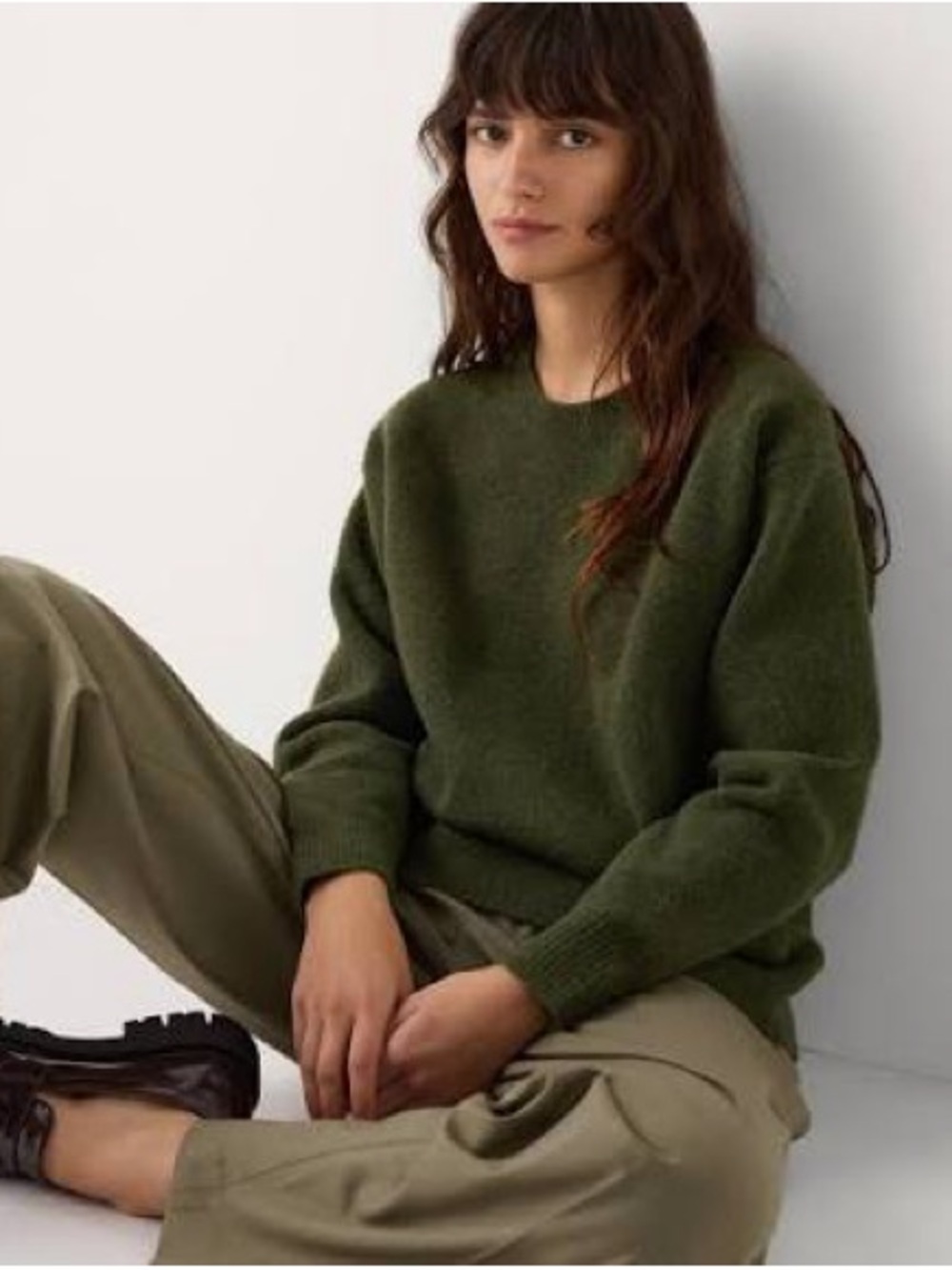 Uniqlo Olive Crewneck Sweater for Women